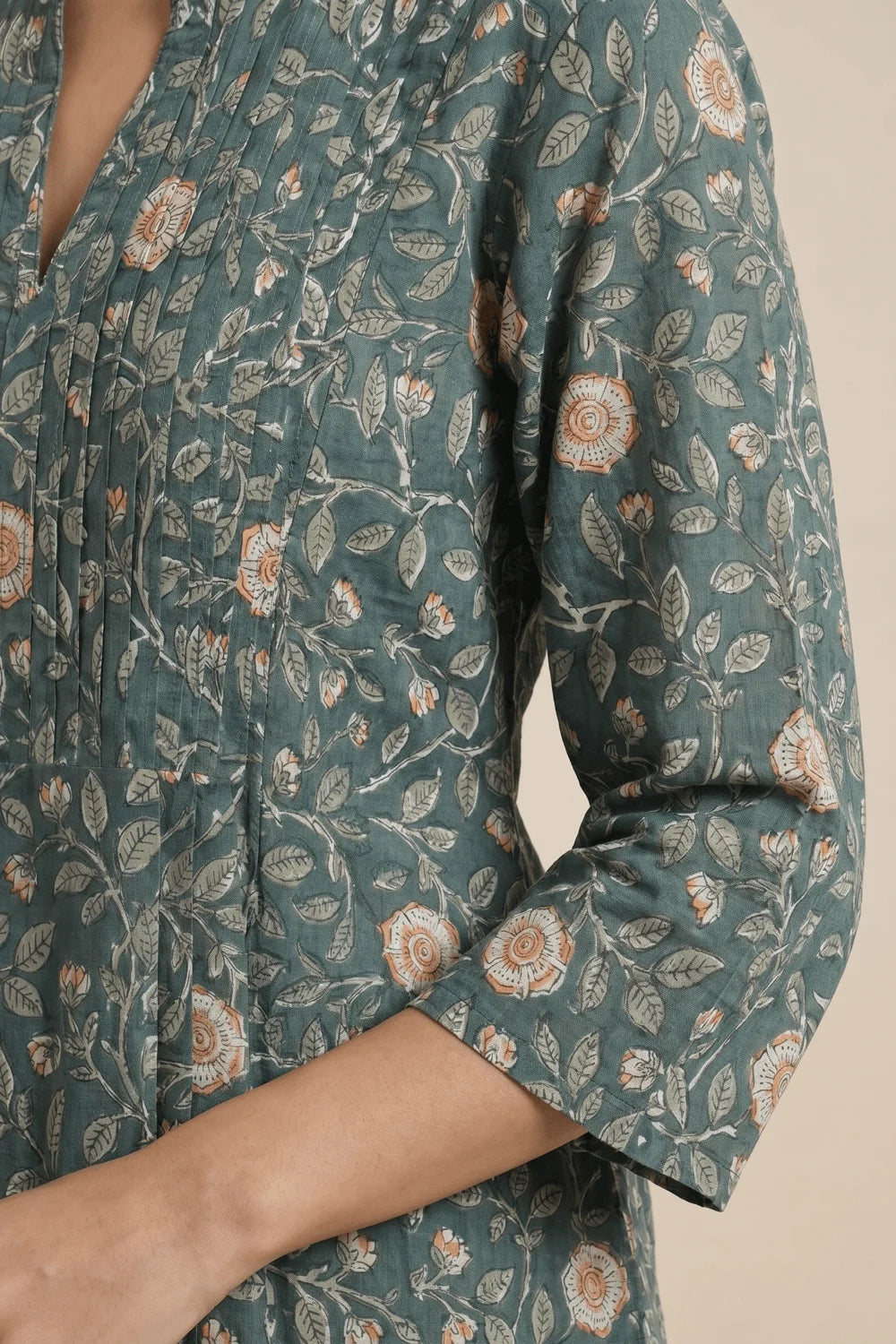 Meher Gul Handblock Pintuck Kurta