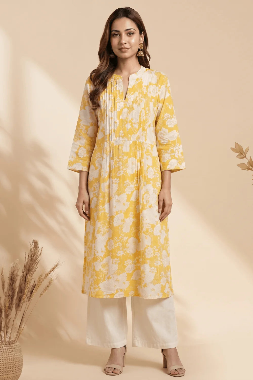 Sunhara Pintuck Bloom Cotton Kurta