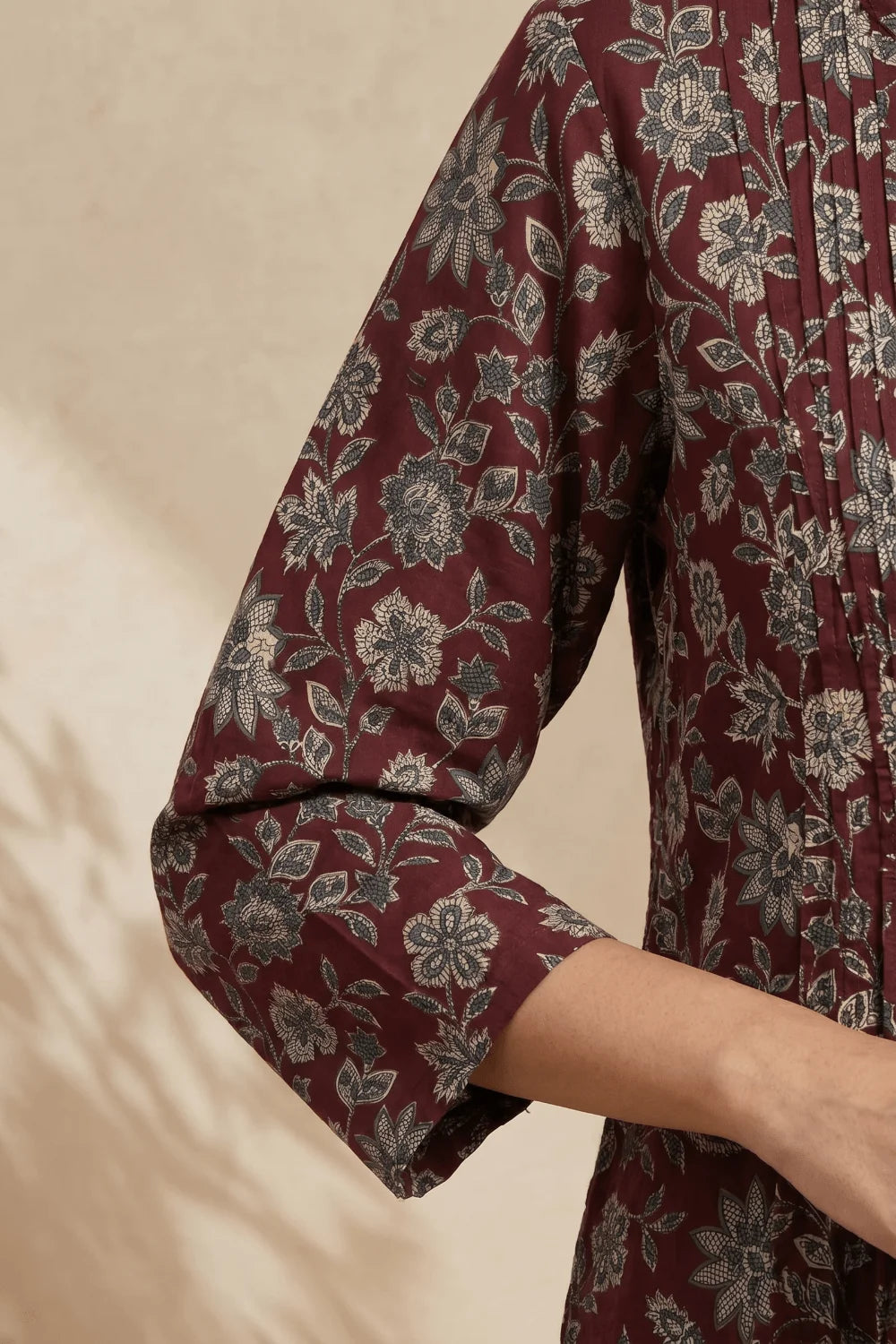 Mehraz Floral Pintuck Cotton Kurta