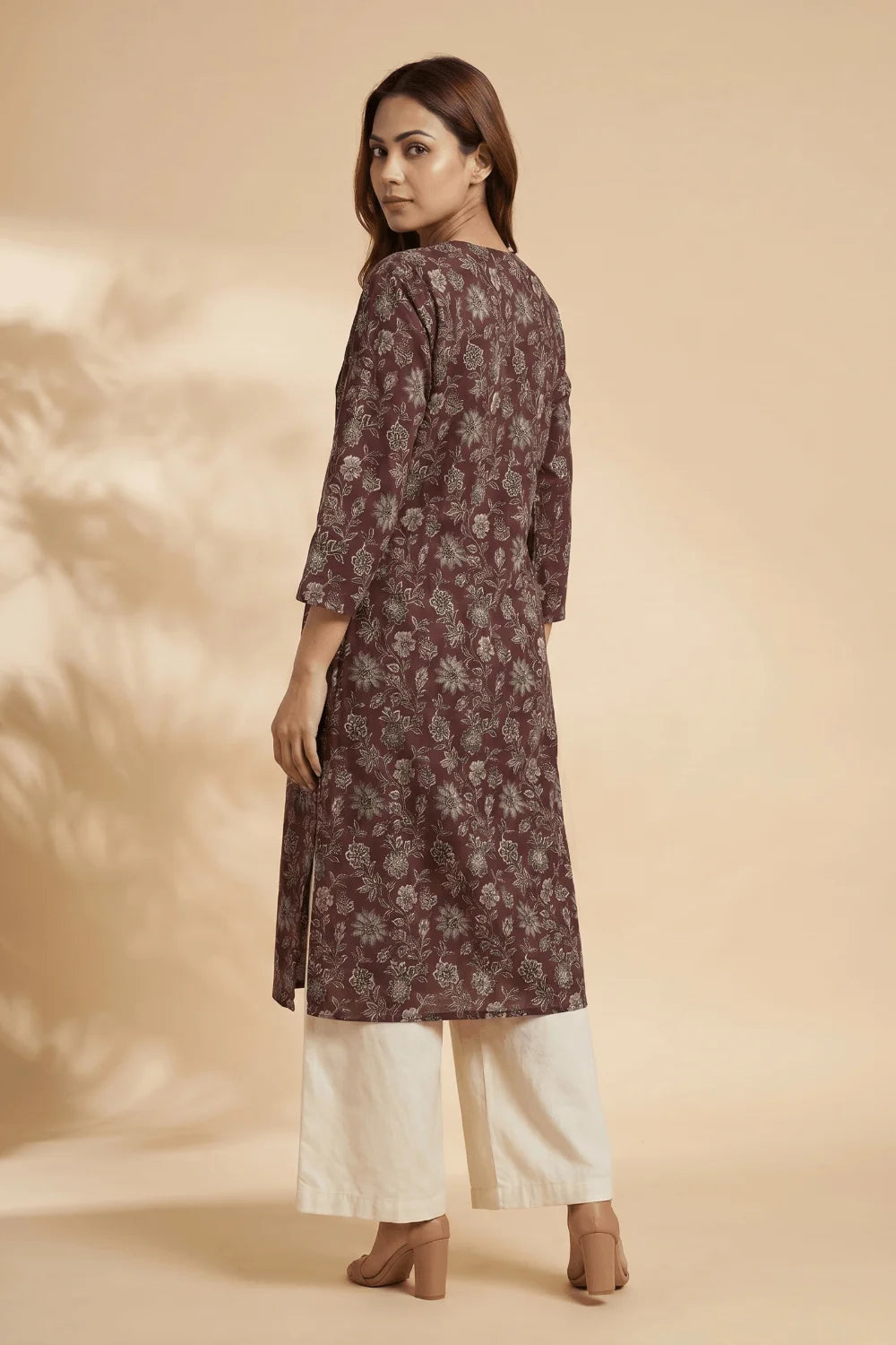 Mehraz Floral Pintuck Cotton Kurta