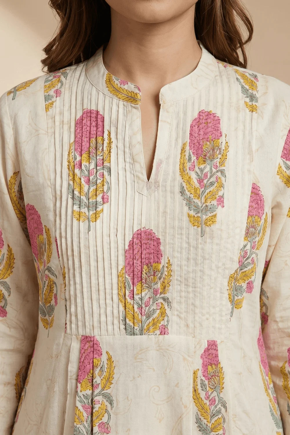 Blush Bloom Pintuck Cotton Kurta