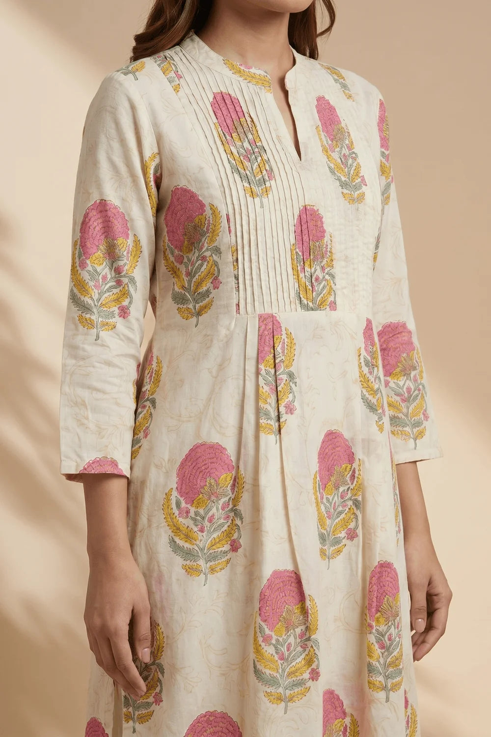 Blush Bloom Pintuck Cotton Kurta