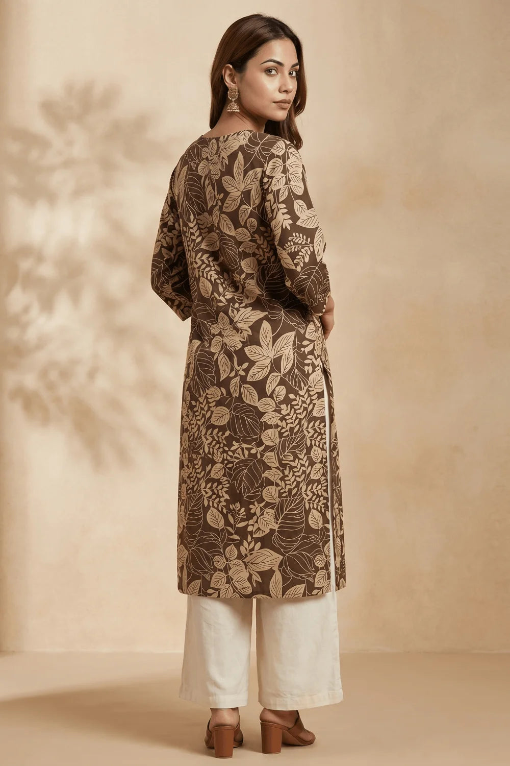 Mocha Forest Pintuck Cotton Kurta