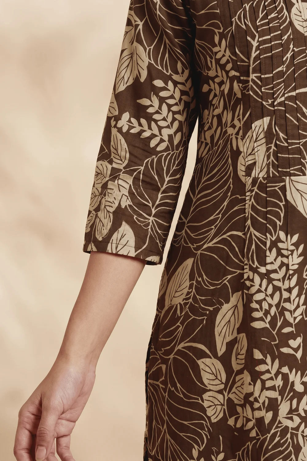 Mocha Forest Pintuck Cotton Kurta