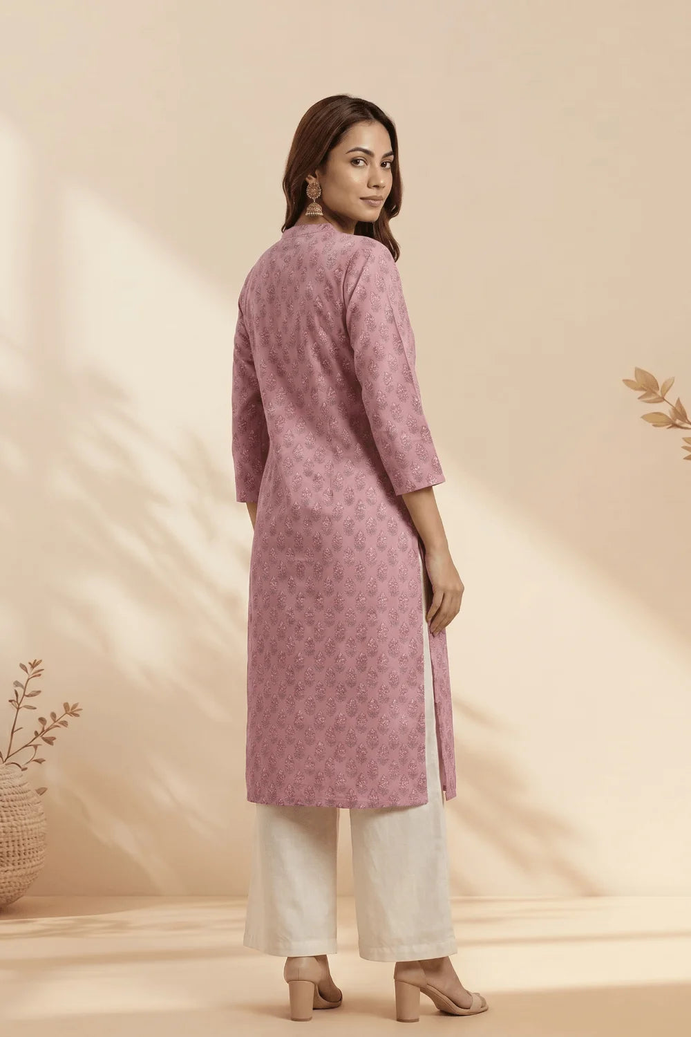 Rosé Veil Pintuck Cotton Kurta