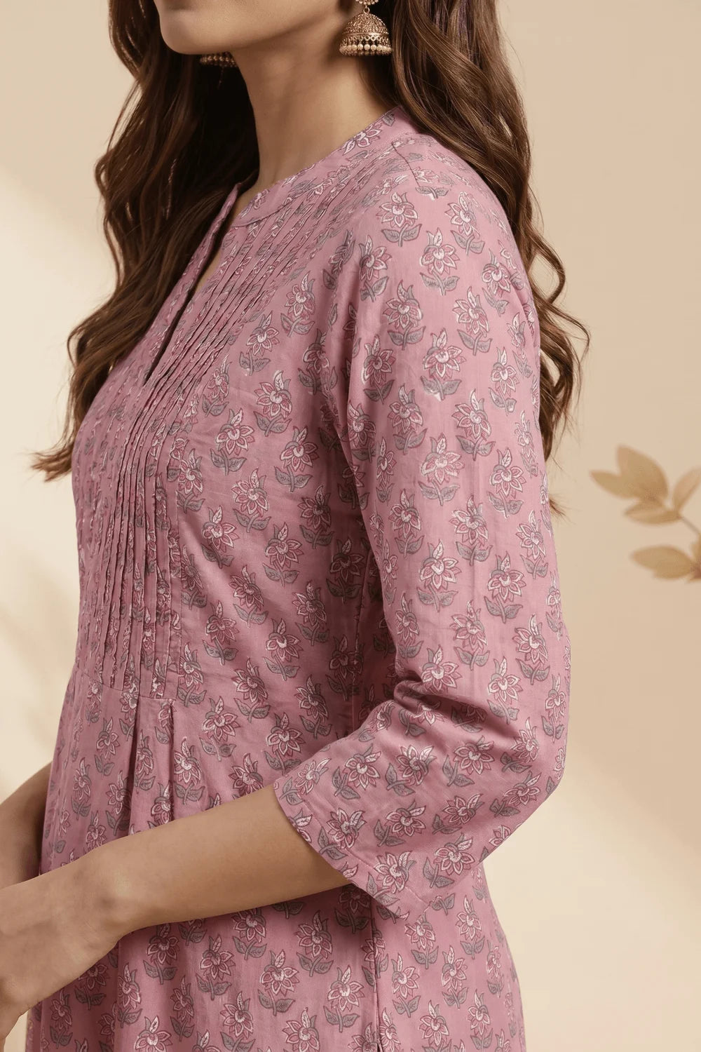 Rosé Veil Pintuck Cotton Kurta