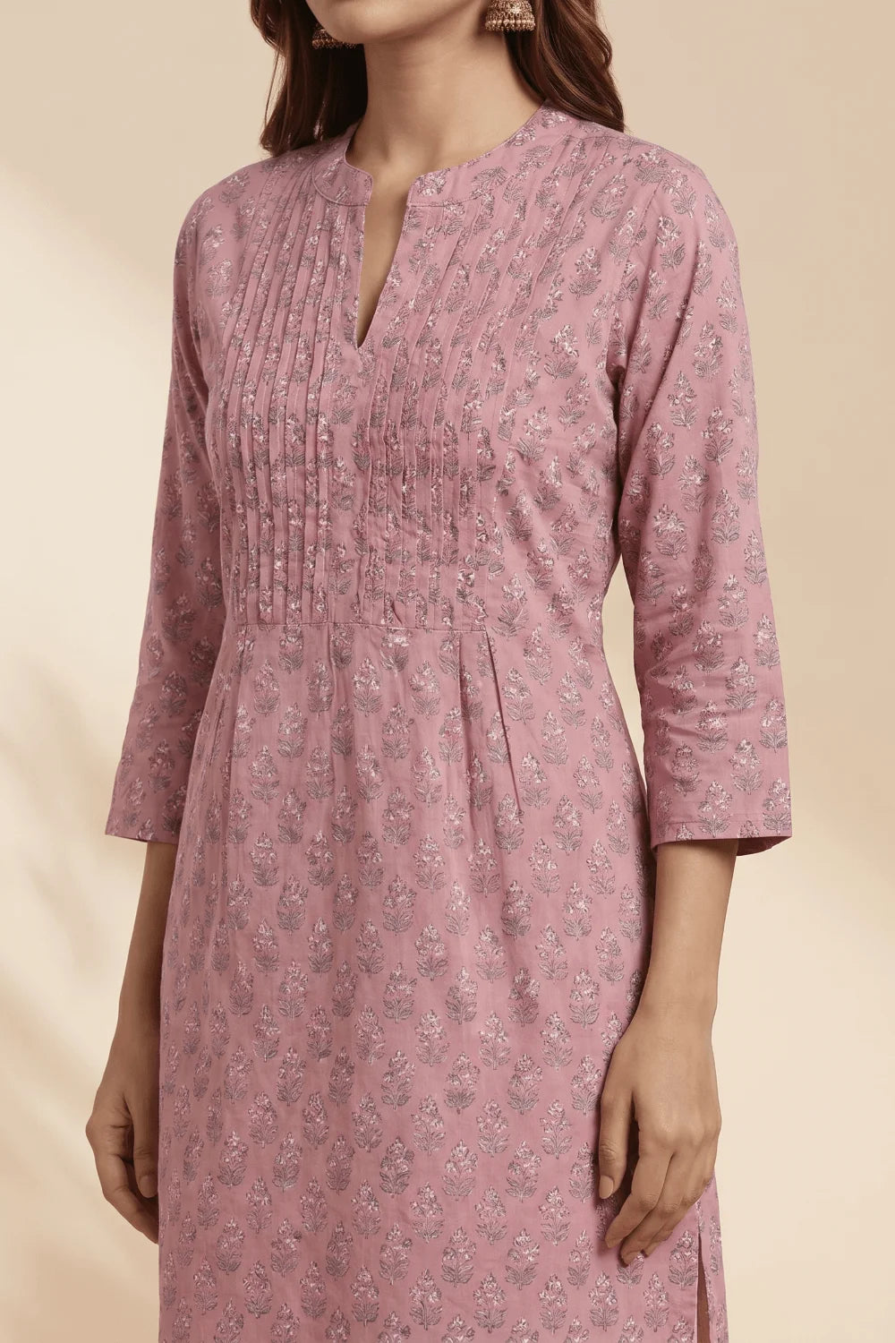 Rosé Veil Pintuck Cotton Kurta