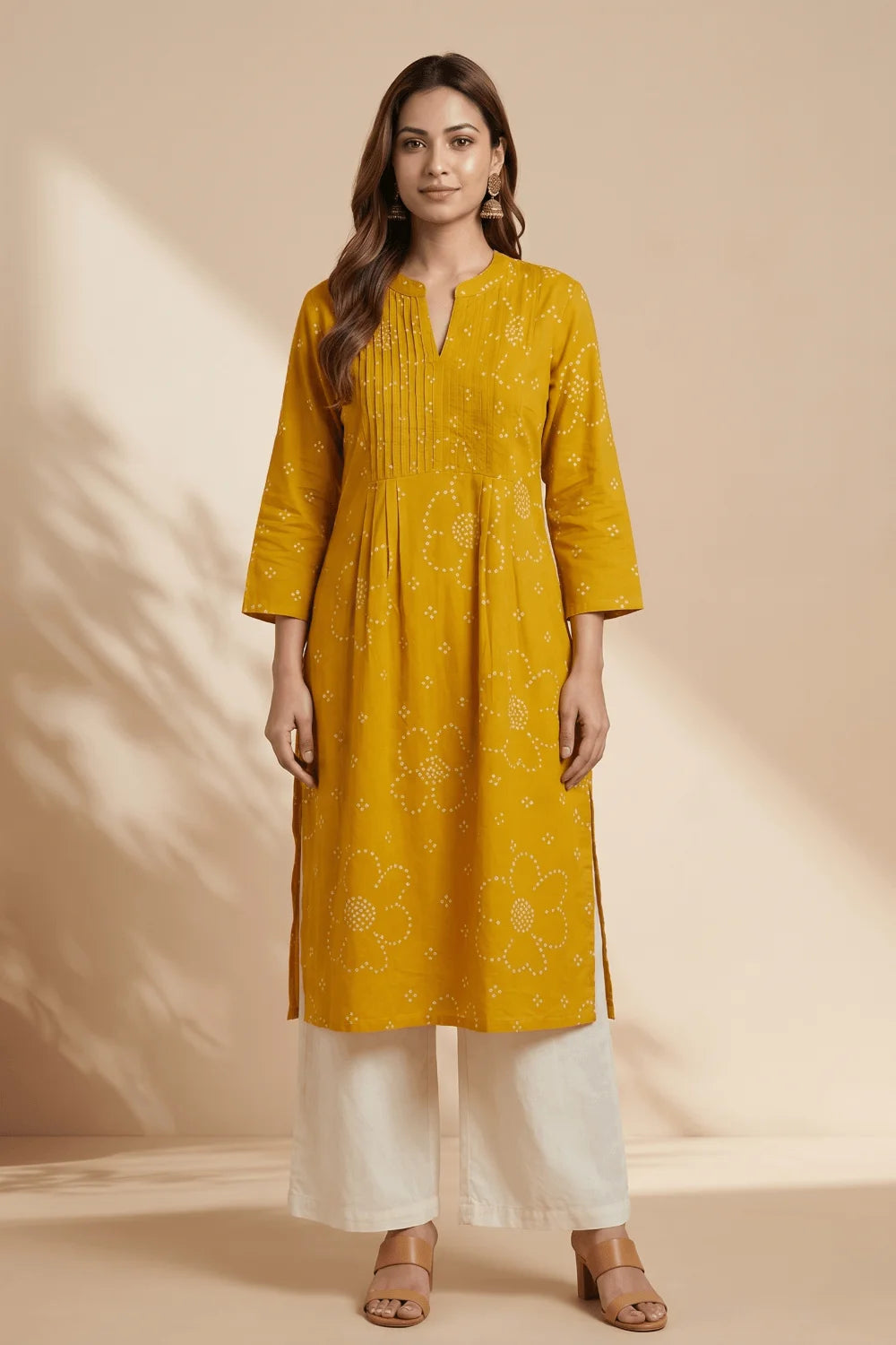 Sunehri Bloom Pintuck Cotton Kurta