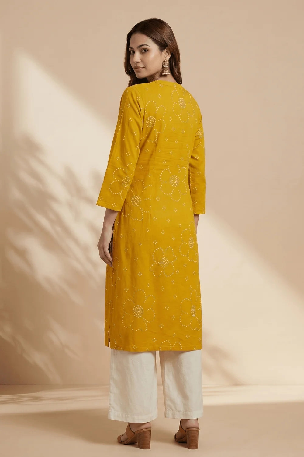 Sunehri Bloom Pintuck Cotton Kurta