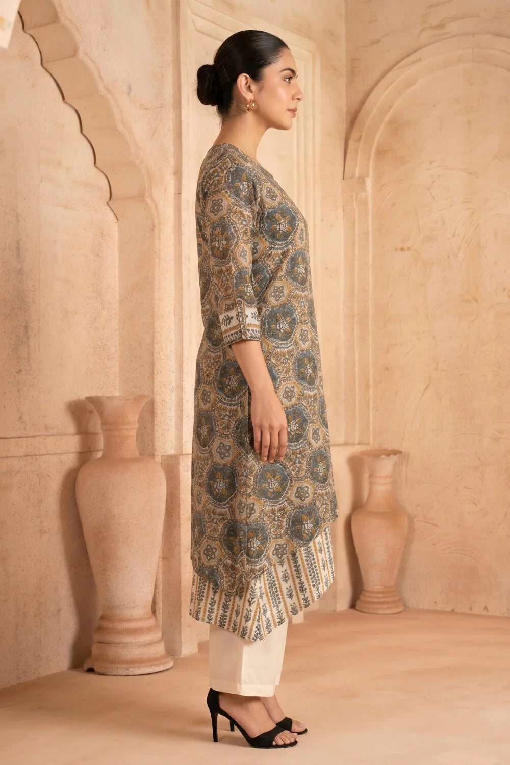 Neelambara Mosaic Mulmul Layered Dress