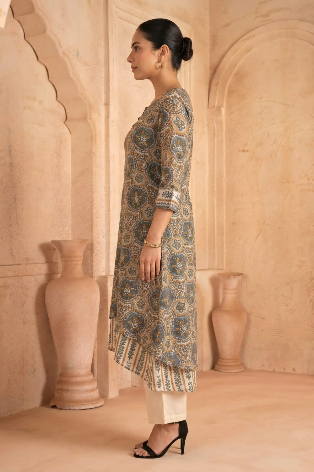 Neelambara Mosaic Mulmul Layered Dress