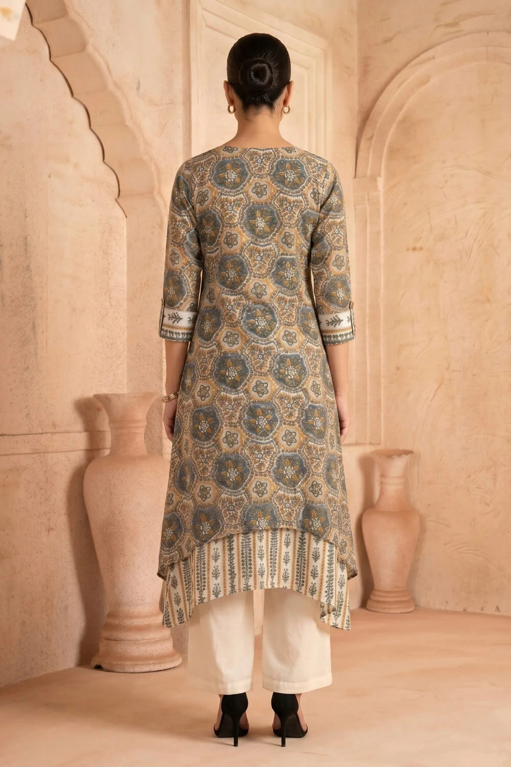Neelambara Mosaic Mulmul Layered Dress