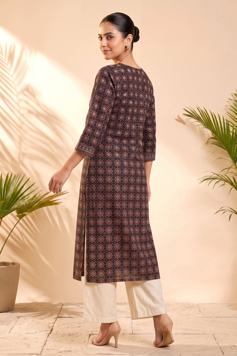 Mehrun Ajrakh Handwork Cotton Dobby Kurta