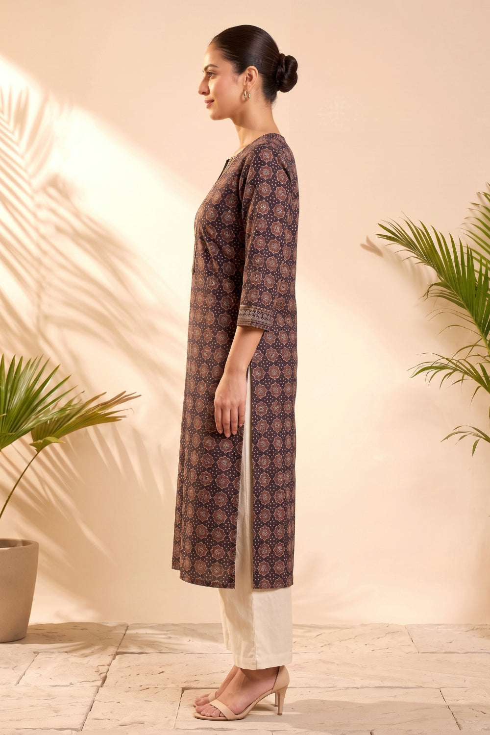 Mehrun Ajrakh Handwork Cotton Dobby Kurta