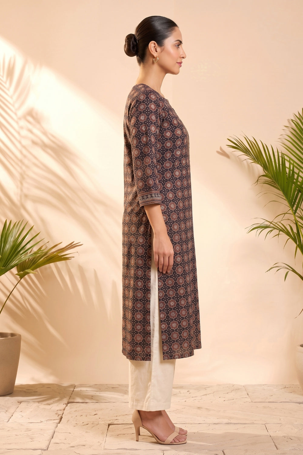 Mehrun Ajrakh Handwork Cotton Dobby Kurta