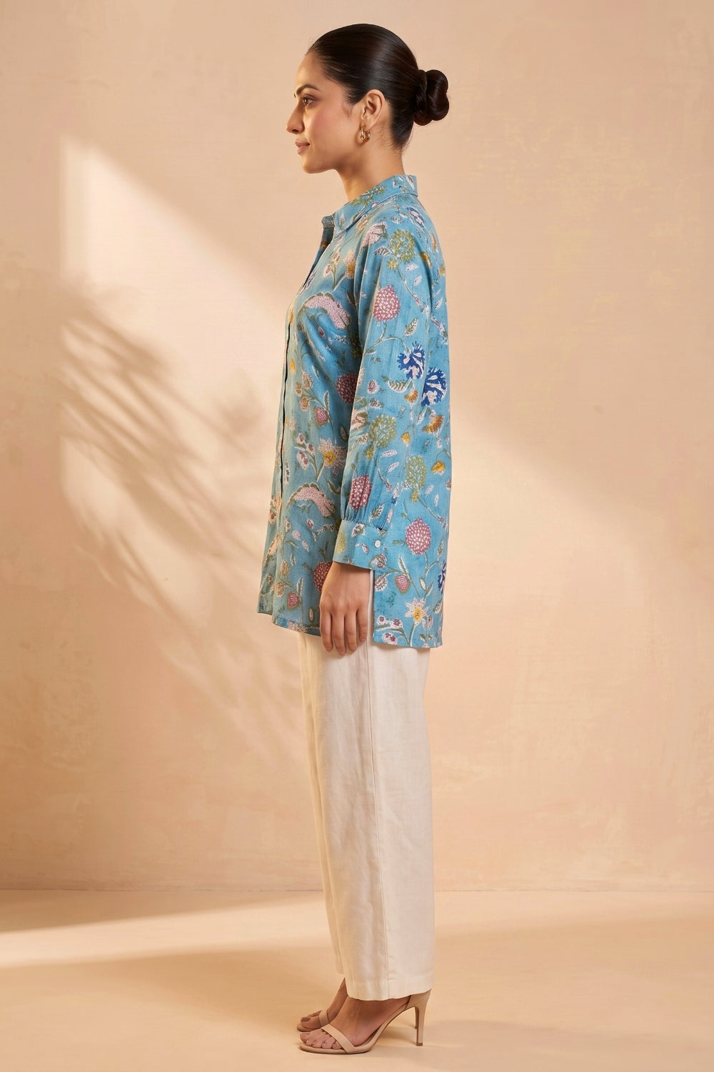 Neelbagh Hand Block Printed Modal Satin Shirt