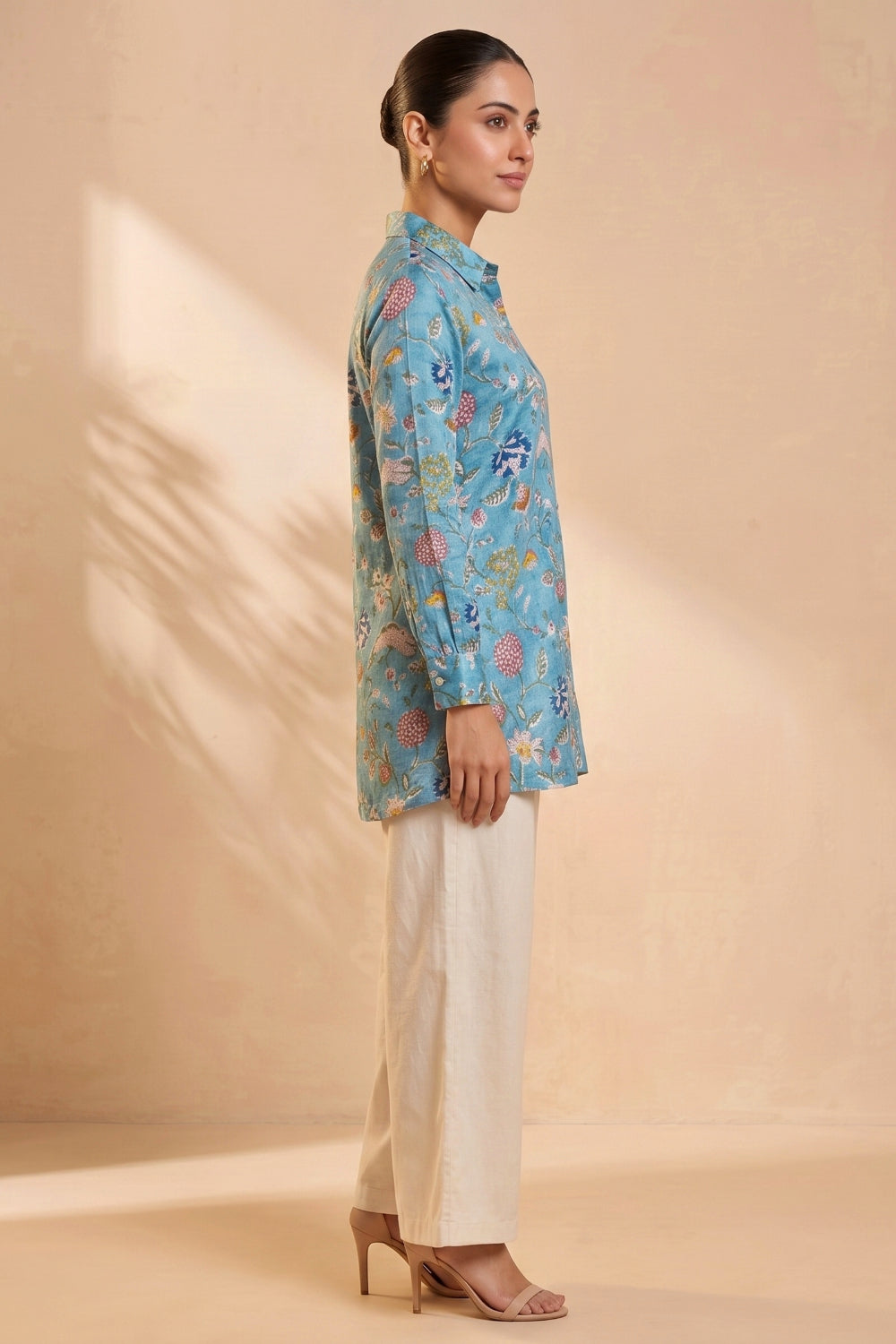 Neelbagh Hand Block Printed Modal Satin Shirt