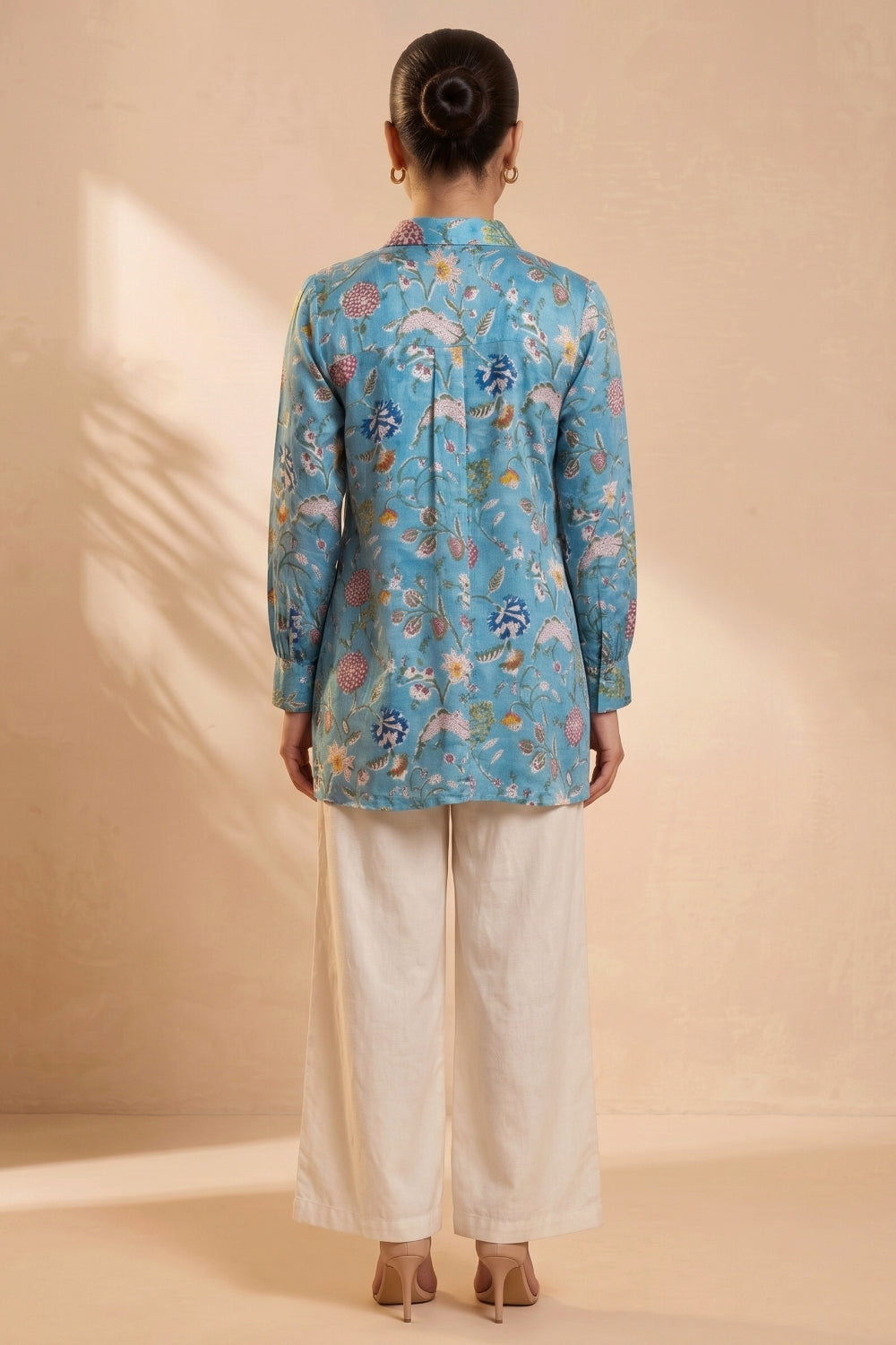 Neelbagh Hand Block Printed Modal Satin Shirt