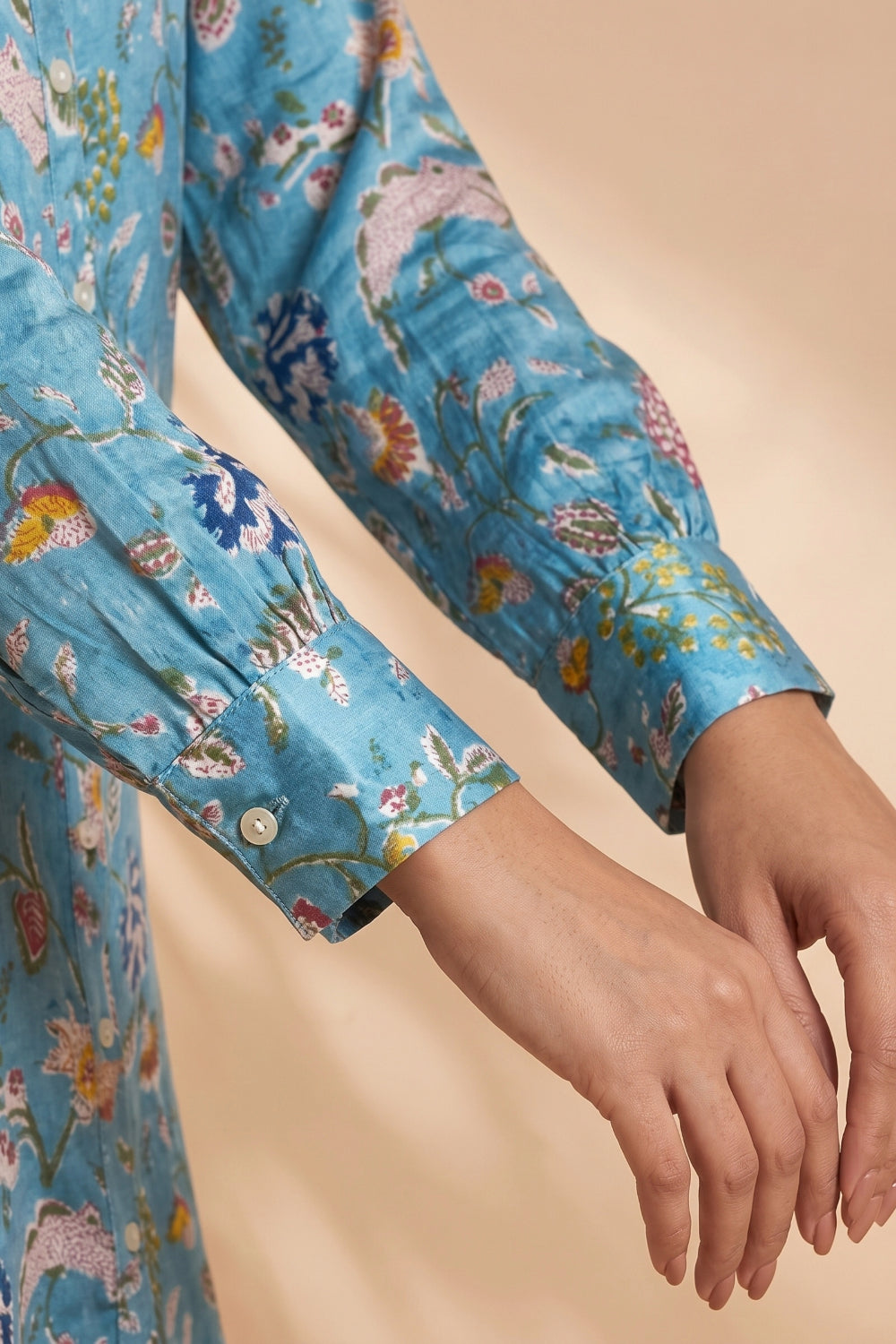 Neelbagh Hand Block Printed Modal Satin Shirt