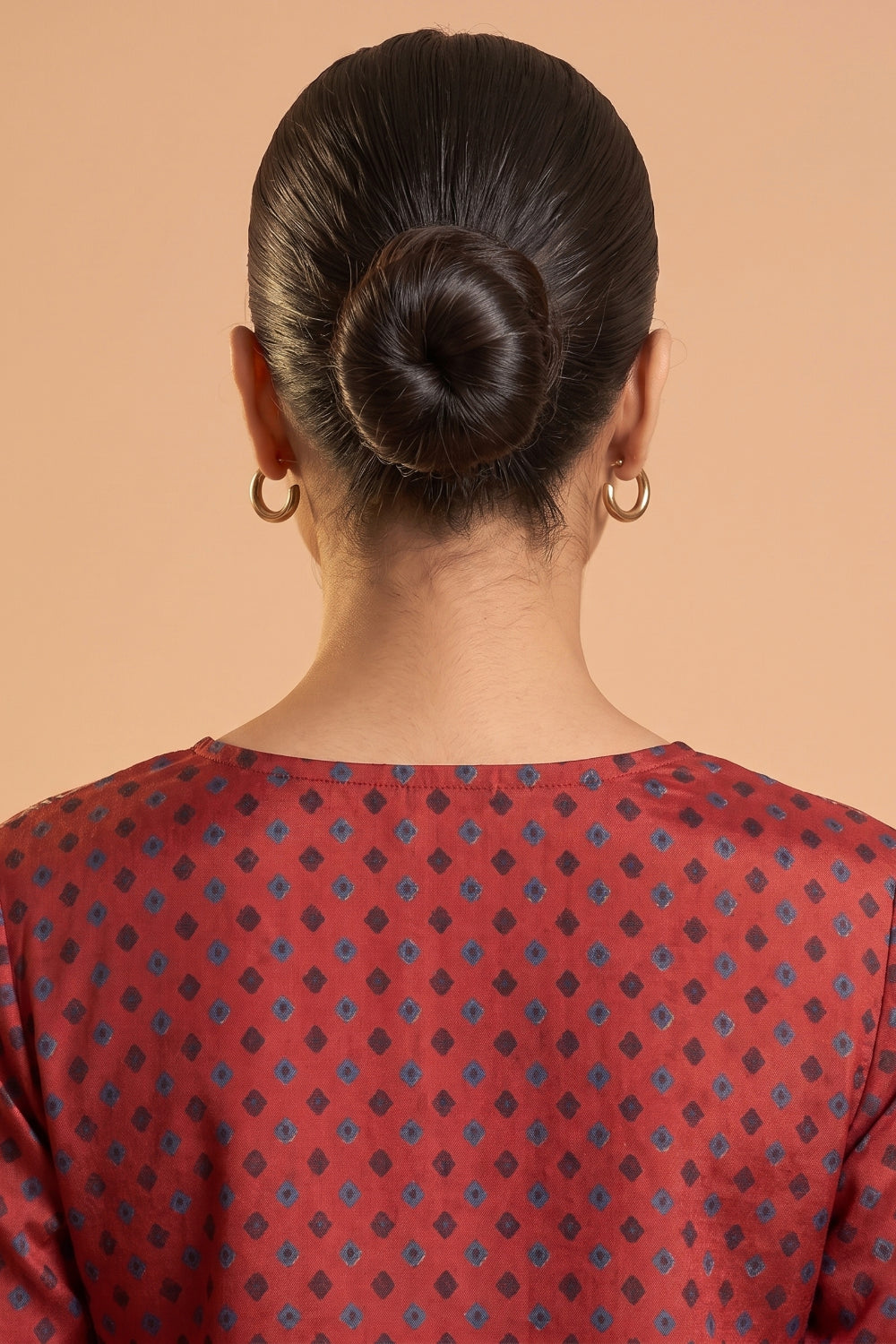 Rust Red Hand Ajrakh Placement Print Kurta Set in Modal Satin