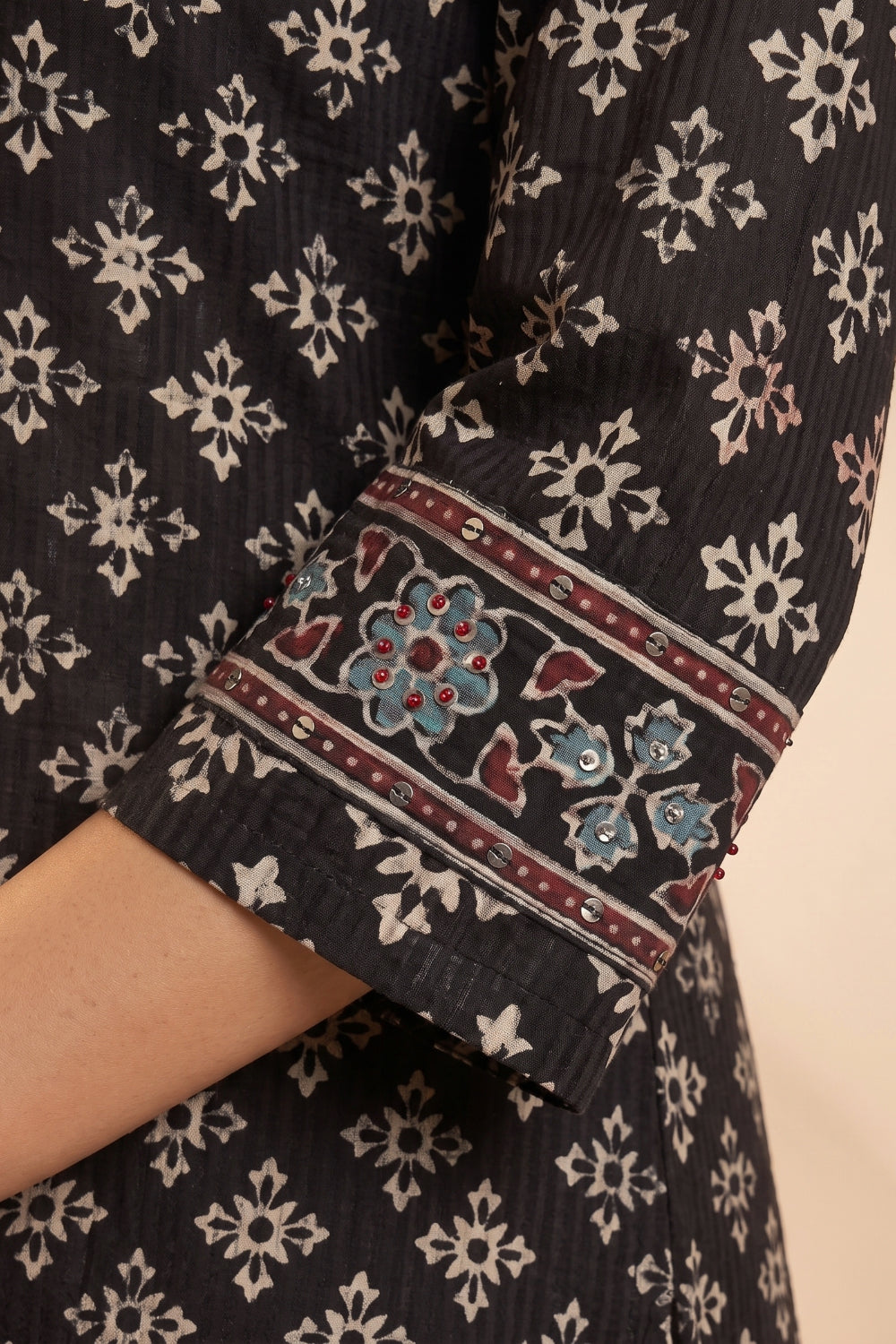 Noor-e-Siyah Hand Ajrakh Cotton Dobby Kurta