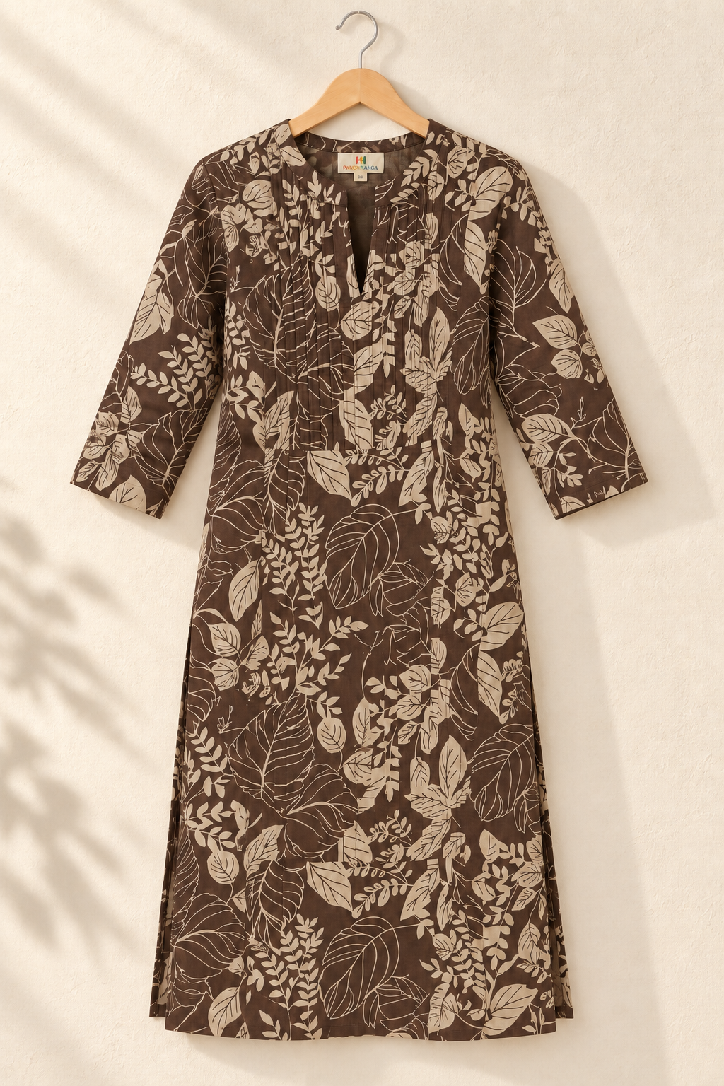 Mocha Forest Pintuck Cotton Kurta