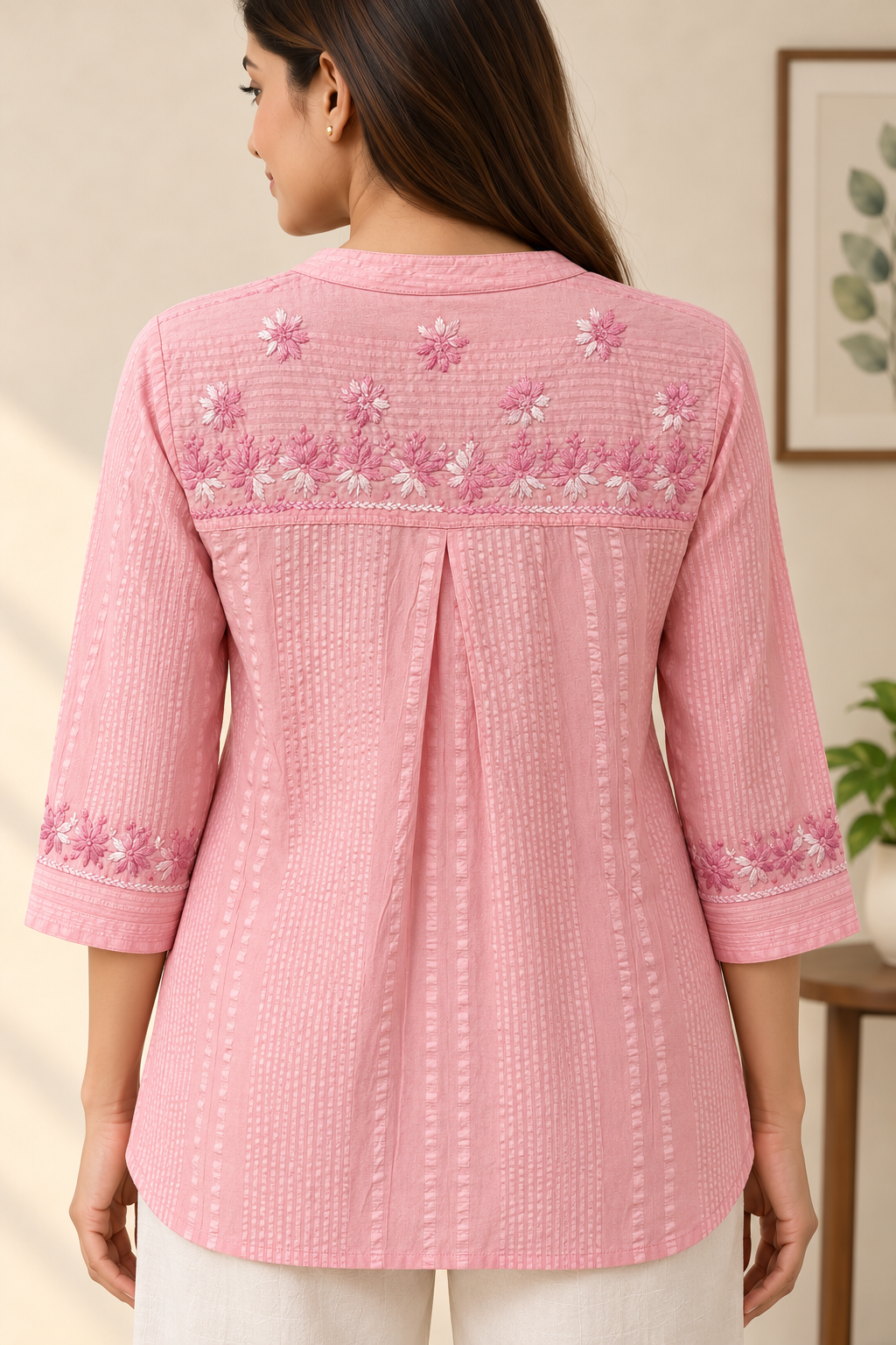 Rosé Grace Hand Chikankari Cotton Short Kurti