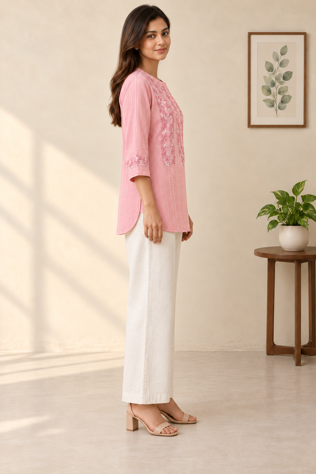 Rosé Grace Hand Chikankari Cotton Short Kurti