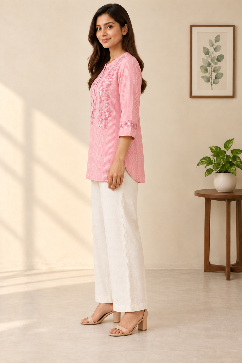 Rosé Grace Hand Chikankari Cotton Short Kurti