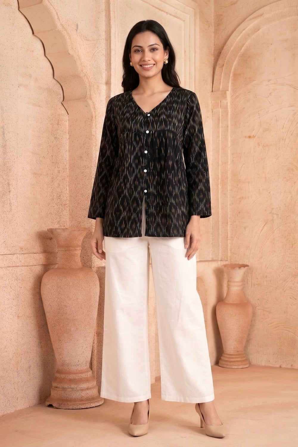 Kaali Leher Hand Block Printed Cotton Top
