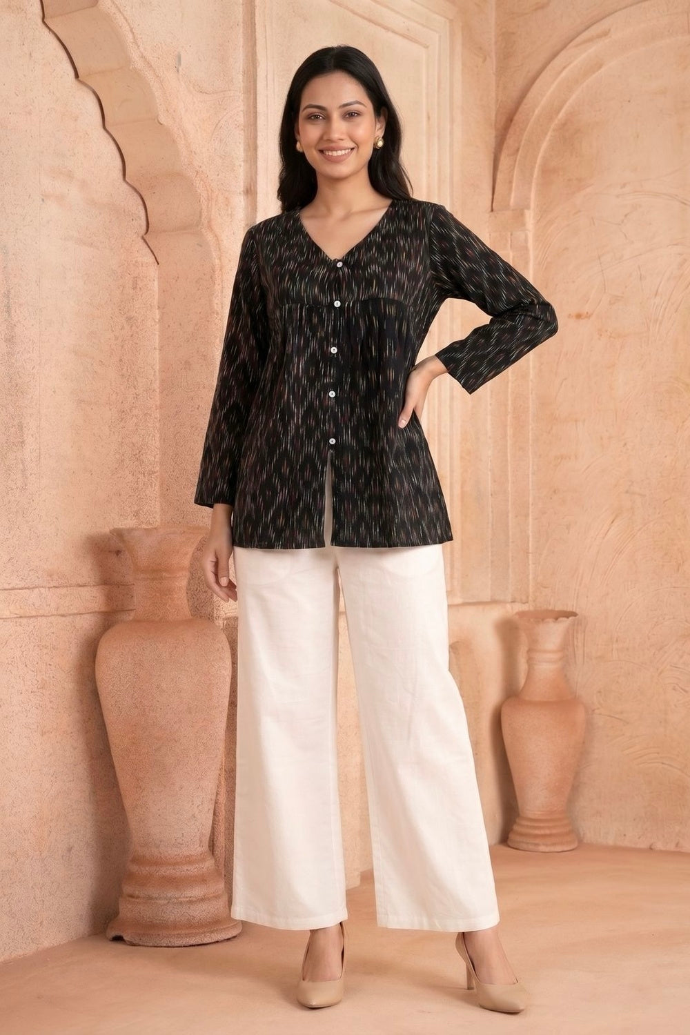 Kaali Leher Hand Block Printed Cotton Top
