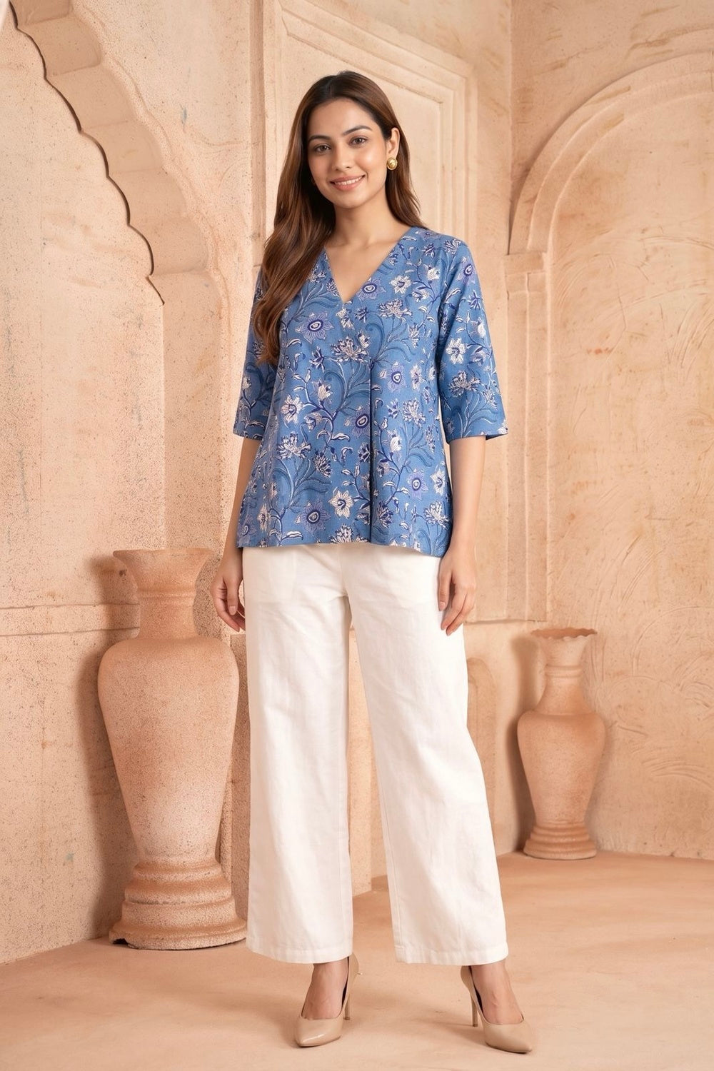 Neelpushp Hand Block Printed Cotton Top