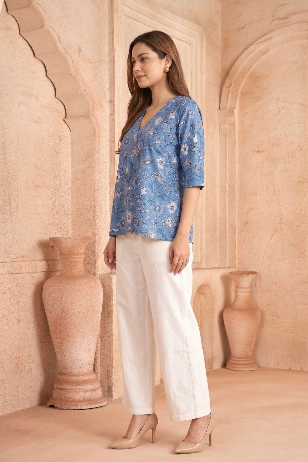 Neelpushp Hand Block Printed Cotton Top