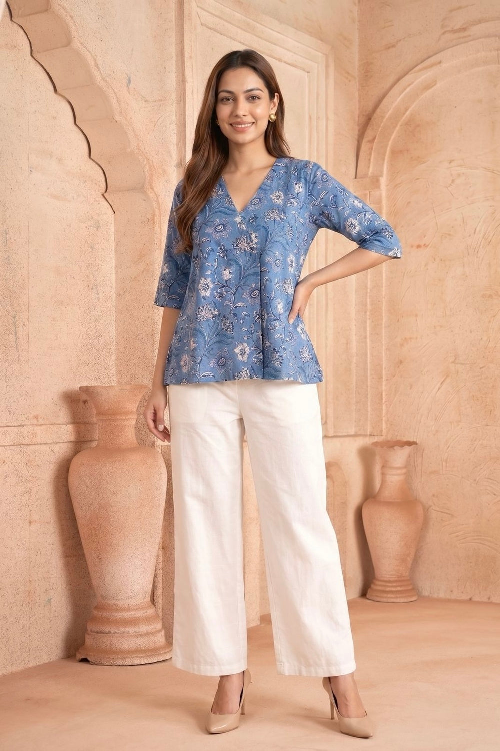 Neelpushp Hand Block Printed Cotton Top