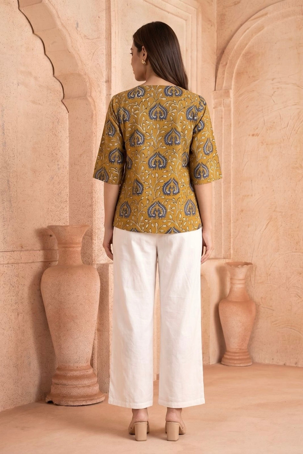 Gulnaar Hand Block Printed Cotton Top