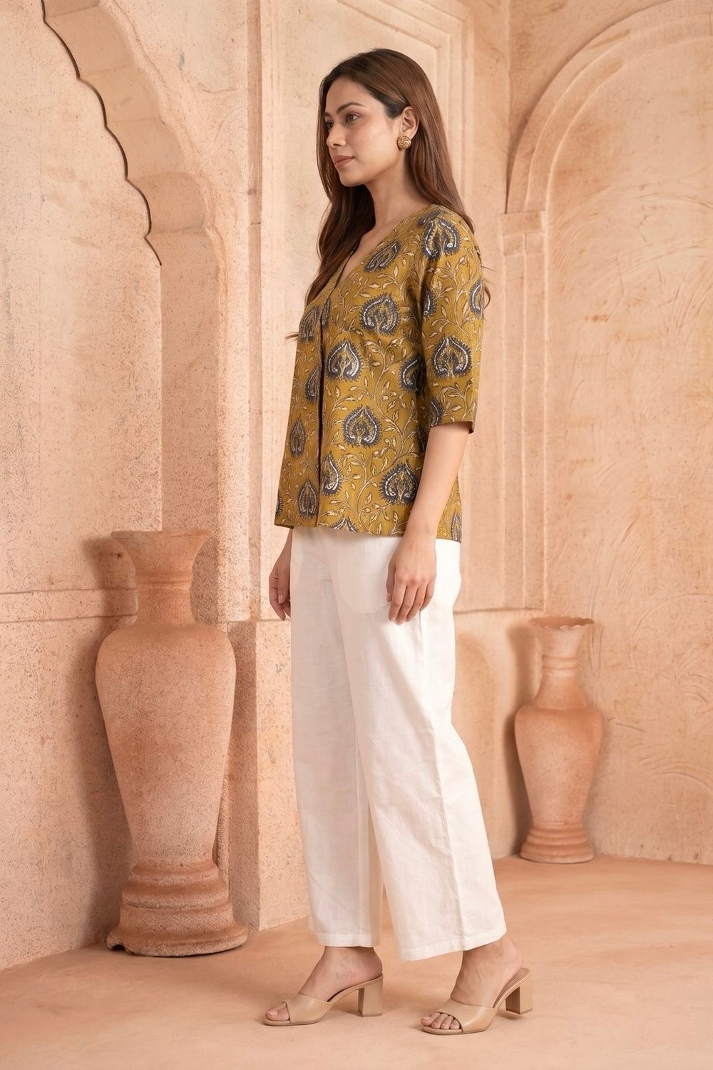Gulnaar Hand Block Printed Cotton Top