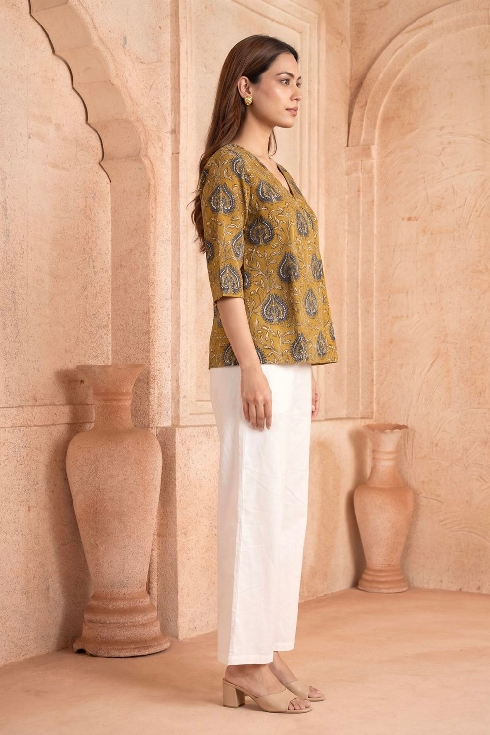 Gulnaar Hand Block Printed Cotton Top