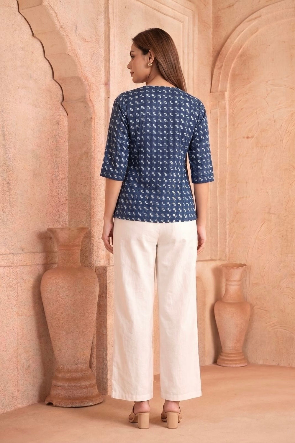 Indigo Dots Hand Block Printed Cotton Top