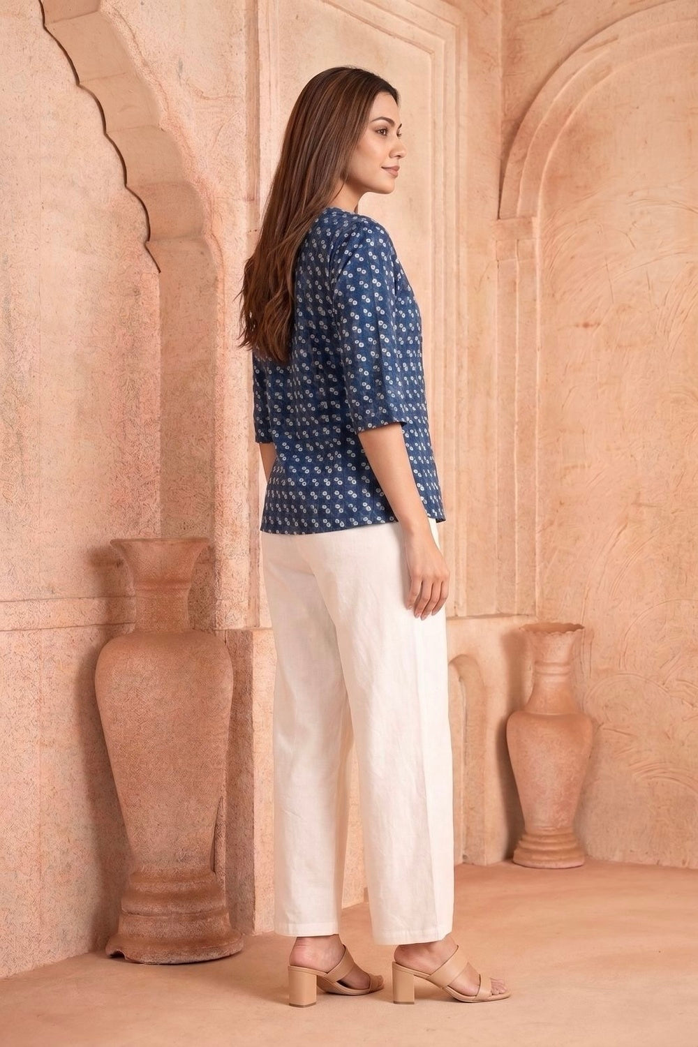 Indigo Dots Hand Block Printed Cotton Top