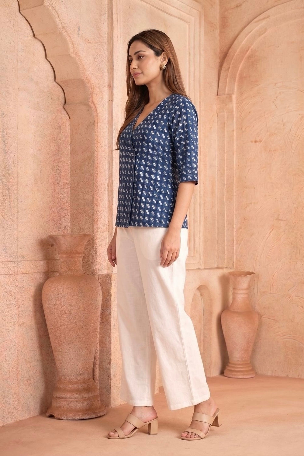 Indigo Dots Hand Block Printed Cotton Top