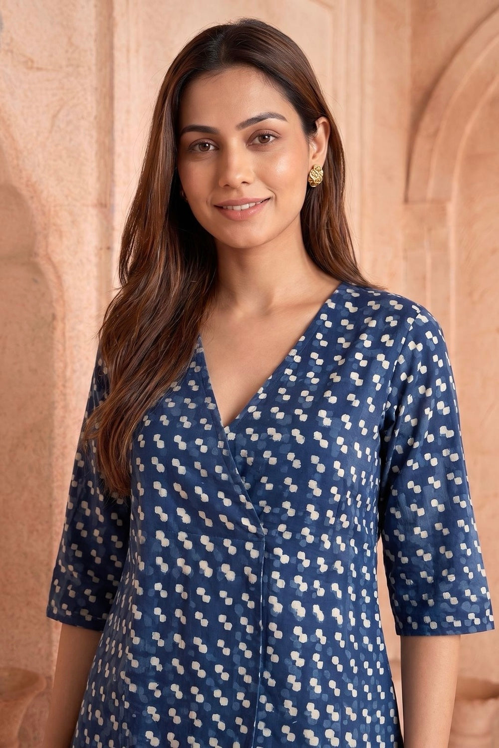Indigo Dots Hand Block Printed Cotton Top