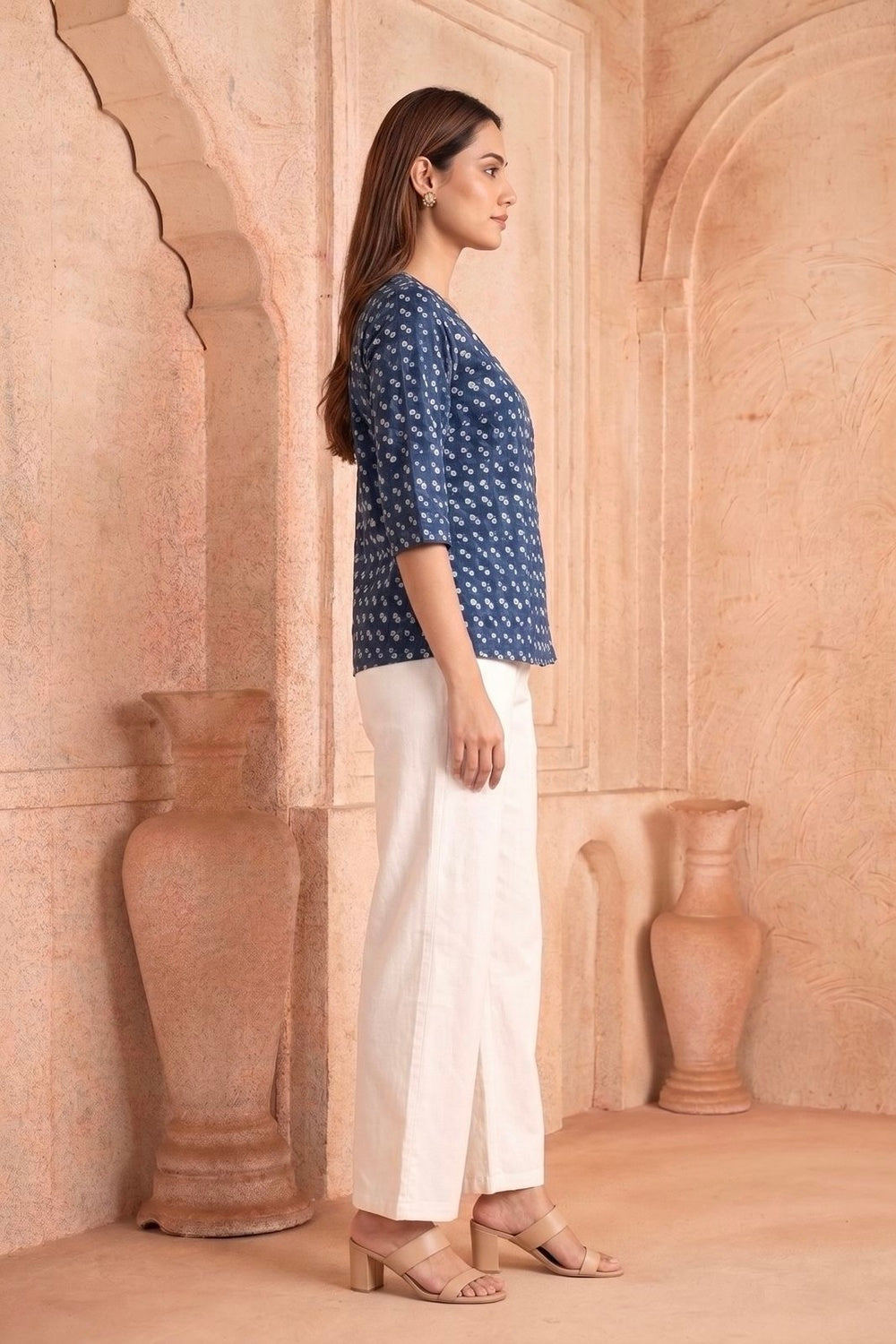 Indigo Dots Hand Block Printed Cotton Top