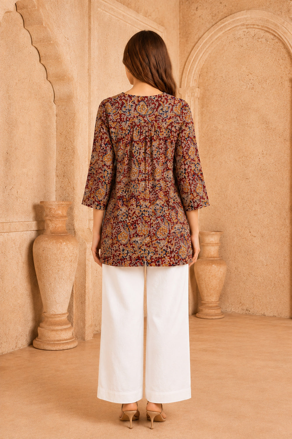 Mehrun Kalamkari Pintuck Top