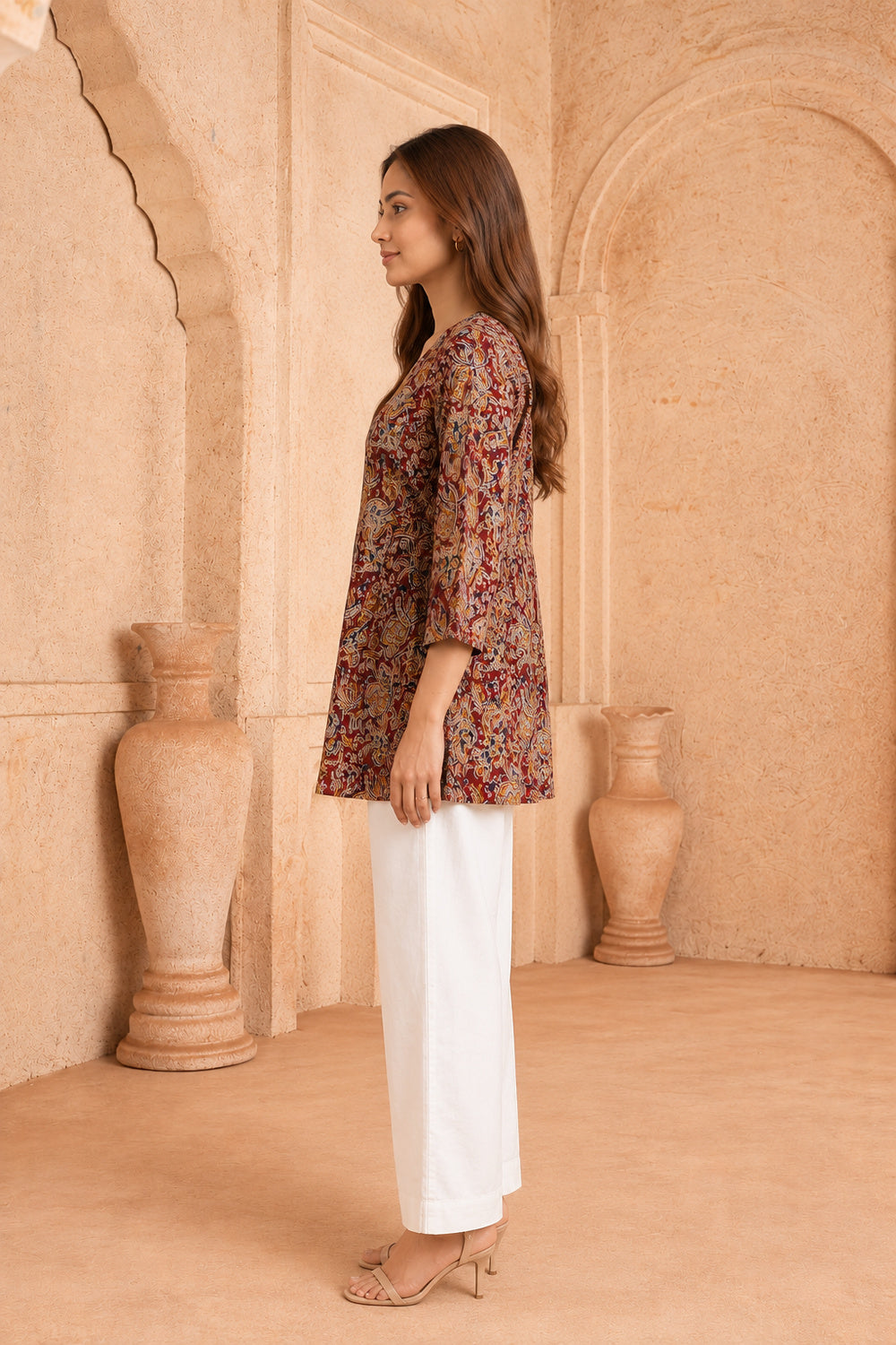 Mehrun Kalamkari Pintuck Top