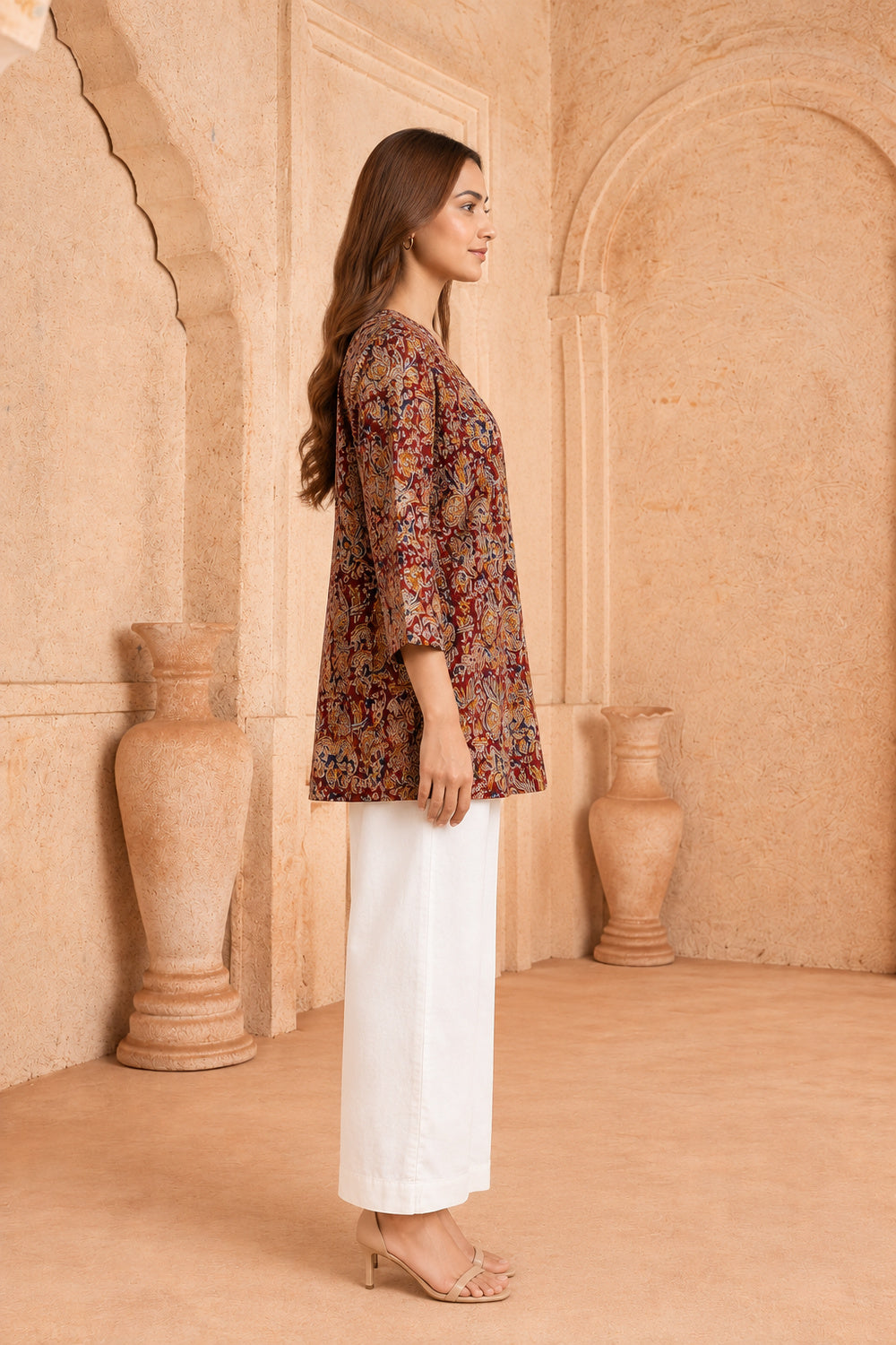 Mehrun Kalamkari Pintuck Top