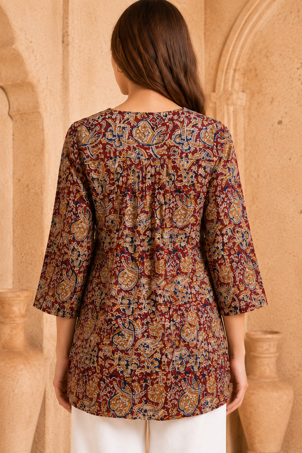 Mehrun Kalamkari Pintuck Top