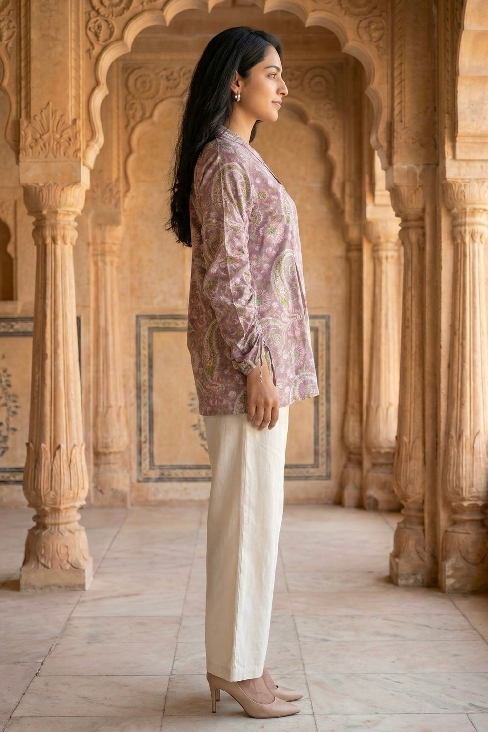 Pink Paisley Hand Block Print Cotton Top