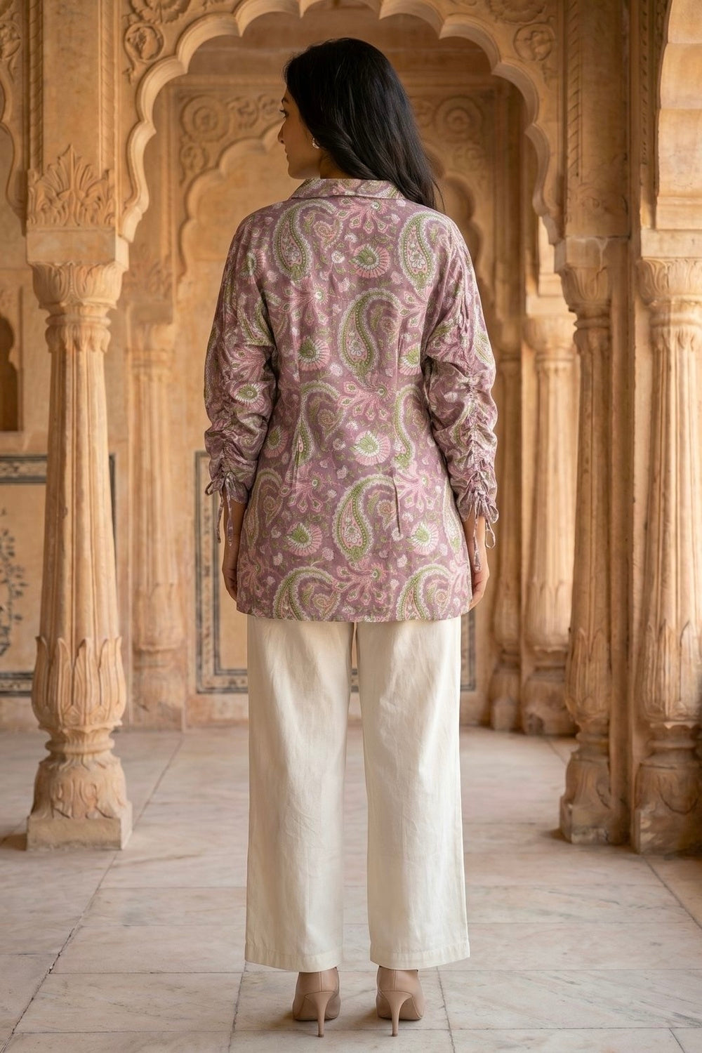 Pink Paisley Hand Block Print Cotton Top