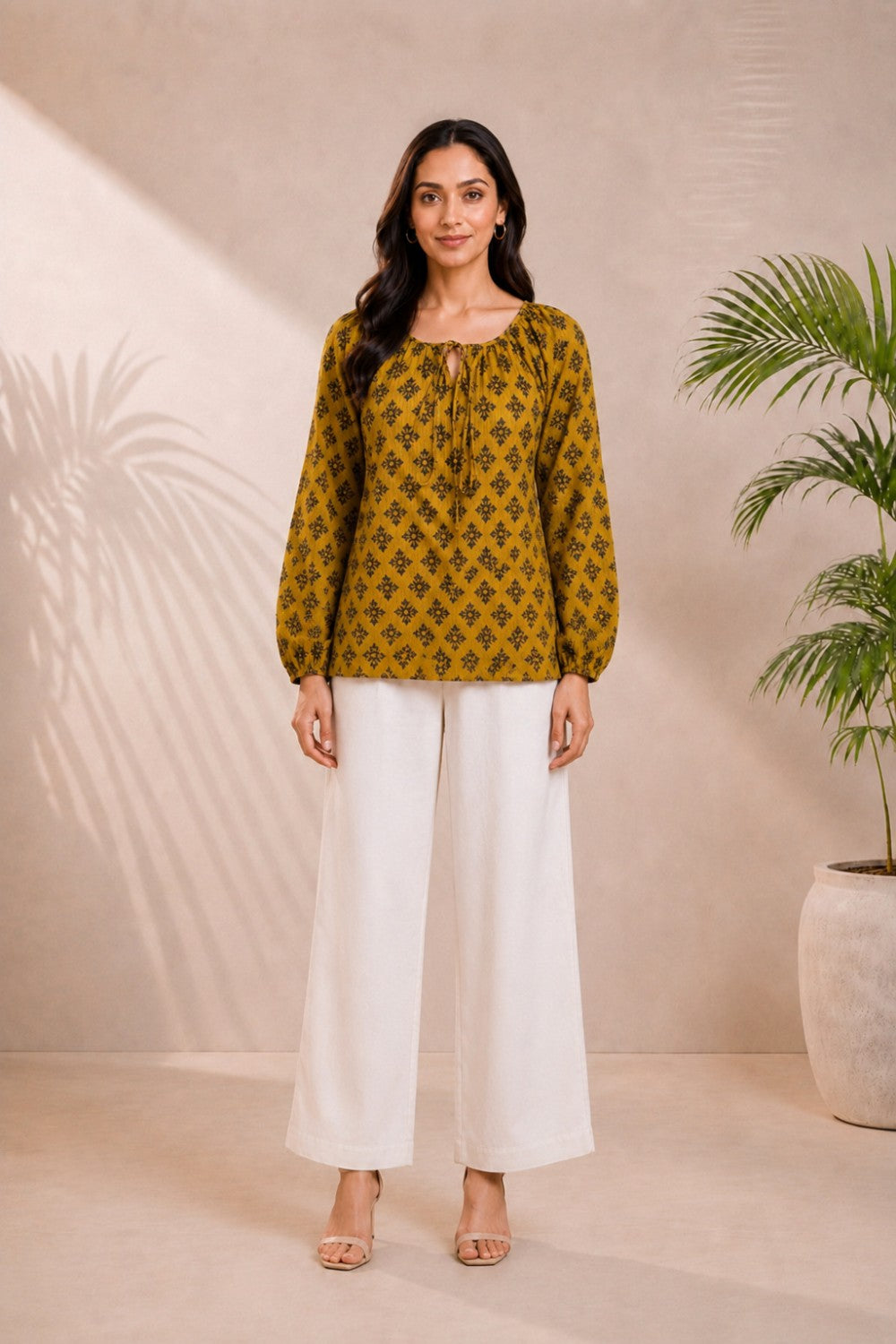 Sunehri Dobby Hand Block Top