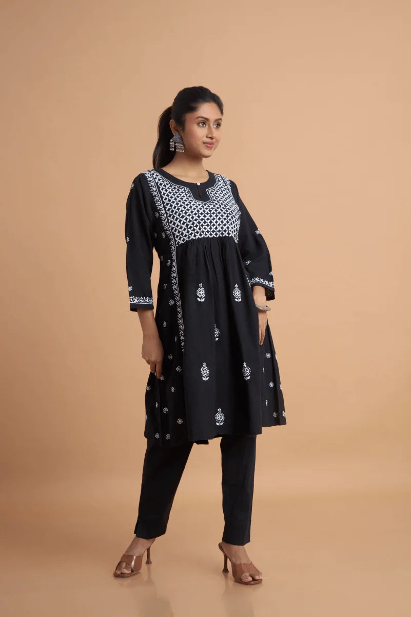 Noir Grace Hand Chikankari Cotton Kurti